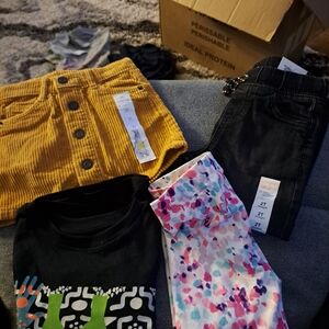 Yellow Corduroy Skirt and Black Pants Set